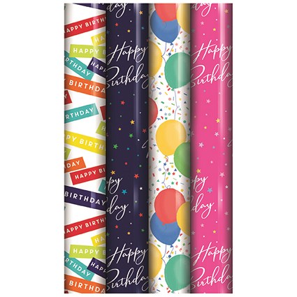 Assorted Happy Birthday Gift Wrap (Pack of 39)