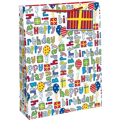 Happy Birthday Gift Bag Large (Pack of 6)