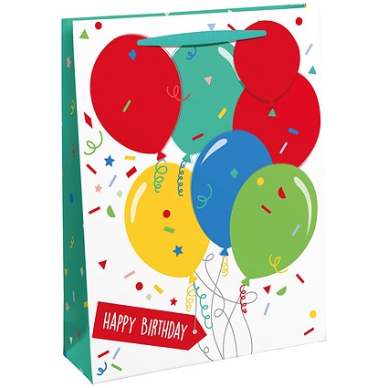 Happy Birthday Balloon Gift Bag Medium (Pack of 6)