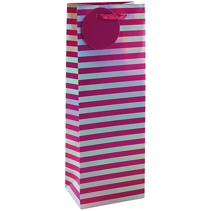 Striped Bottle Bag Pink/Silver (Pack of 6)