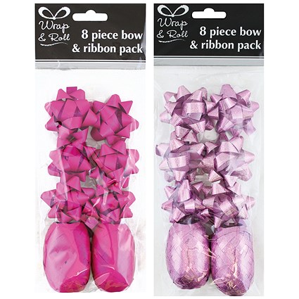 8-Piece Bow and Ribbon Gift Set Pink (Pack of 12)