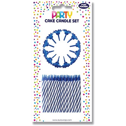 Eurowrap Cake Candle Set Blue Pack of 6