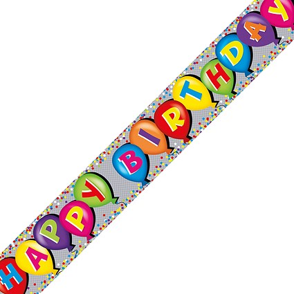 Holographic Happy Birthday Balloon Banner (Pack of 6)