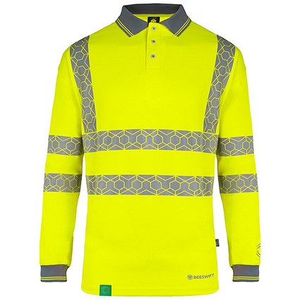 Envirowear Hi-Vis Long Sleeve Polo Shirt, Saturn Yellow, Large