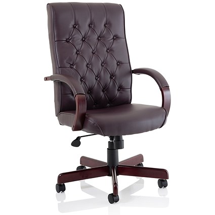 Chesterfield Executive Chair, Fixed Height Arms, Burgundy