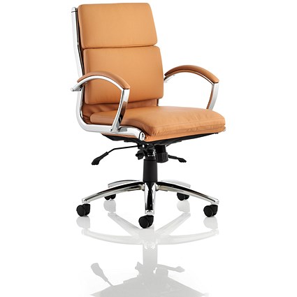 Classic Medium Back Executive Chair, Fixed Height Arms, Tan Classic Medium Back Executive Chair, Fixed Height Arms, Tan