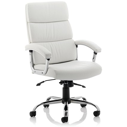Desire Executive Chair, Fixed Height Arms, White