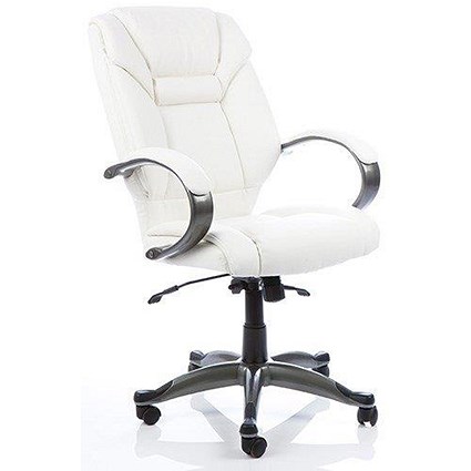 Galloway Leather Executive Chair, White, Built