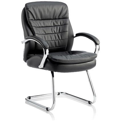 Rocky High Back Leather Cantilever Chair, Black