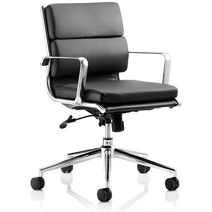Savoy Leather Executive Medium Back Chair - Black