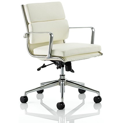 Savoy Leather Executive Medium Back Chair - Ivory