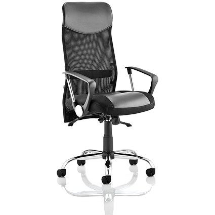Vegas Executive Mesh Back Chair, Fixed Height Arms, Black