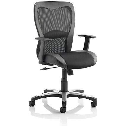 Victor Leather & Mesh Executive Chair, Height Adjustable Arms, Black