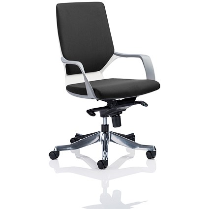 Xenon Medium Back Executive Chair, White Frame, Black Fabric