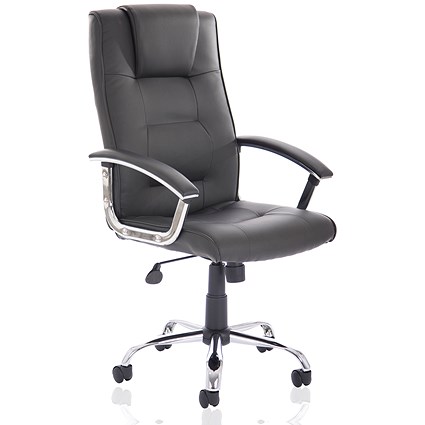 Thrift Executive Chair, Fixed Height Arms, Black