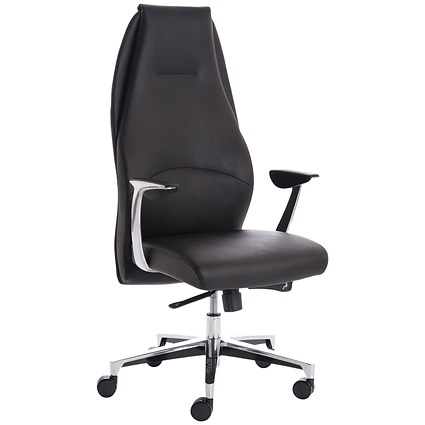 Mien Executive Chair, Fixed Height Arms, Black