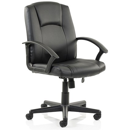 Bella Bonded Leather Executive Managers Chair, Fixed Height Arms, Black