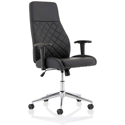 Luca Medium Back Chair, Height Adjustable Arms, Black