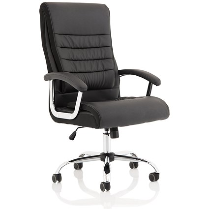 Dallas Black PU Chair, Fixed Height Arms, Black