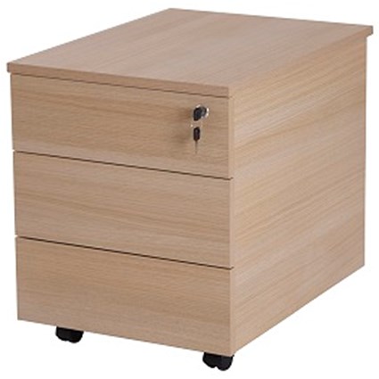 Retro 3 Drawer Mobile Pedestal, Oak
