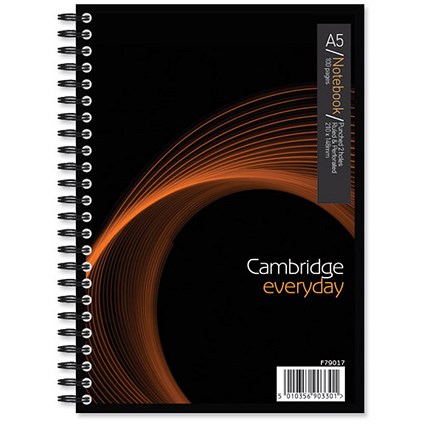 Cambridge Notebook Sidebound Wirebound Punched 2 Hole 70gsm Ruled 100pp A5 [Pack 10]