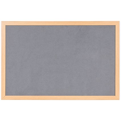 Bi-Office Earth Prime Felt Notice Board, Oak MDF Frame, 1200x900mm, Grey