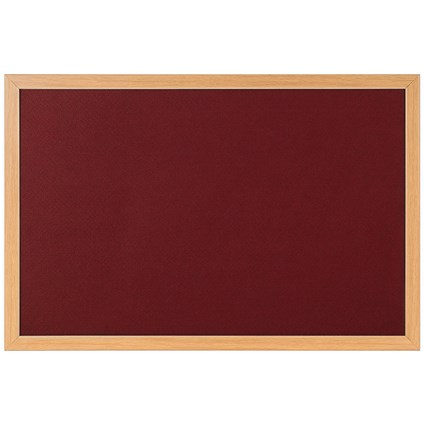 Bi-Office Earth Prime Felt Notice Board, Oak MDF Frame, 1800x1200mm, Burgundy
