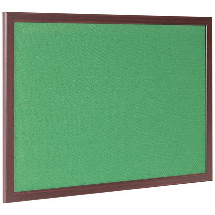 Bi-Office Earth Prime Felt Notice Board, Cherry MDF Frame, 1800x1200mm, Green