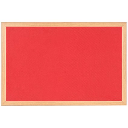 Bi-Office Earth Prime Felt Notice Board, Oak MDF Frame, 1800x1200mm, Red