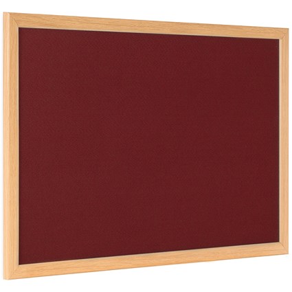 Bi-Office Earth Prime Felt Notice Board, Oak MDF Frame, 2400x1200mm, Burgundy