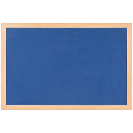 Bi-Office Earth Prime Felt Notice Board, Oak MDF Frame, 2400x1200mm, Blue