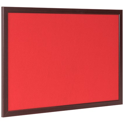 Bi-Office Earth Prime Felt Notice Board, Cherry MDF Frame, 2400x1200mm, Red