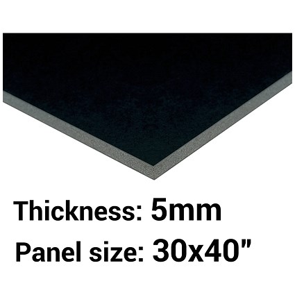 Foamboard, 30'' x 40'', Black, 5mm Thick, Box of 25 Foamboard, 30'' x 40'', Black, 5mm Thick, Box of 25