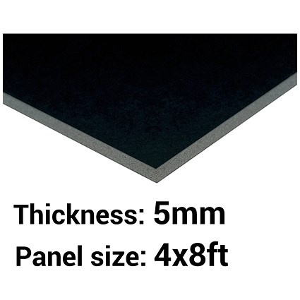 Foamboard, 4ft x 8ft, Black, 5mm Thick, Box of 25