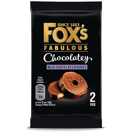 Foxs Chocolatey Rounds Biscuits Twin Pack, 32g, Pack of 48