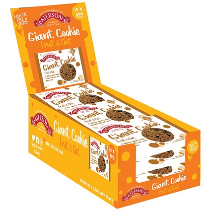 Patersons Fruity Oat Giant Cookie, 60g, Pack of 18 Patersons Fruity Oat Giant Cookie, 60g, Pack of 18
