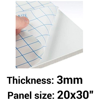 Self-adhesive Foamboard, 20" x 30", White, 3mm Thick, Box of 35 Self-adhesive Foamboard, 20" x 30", White, 3mm Thick, Box of 35