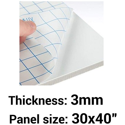 Self-adhesive Foamboard, 30" x 40", White, 3mm Thick, Box of 35