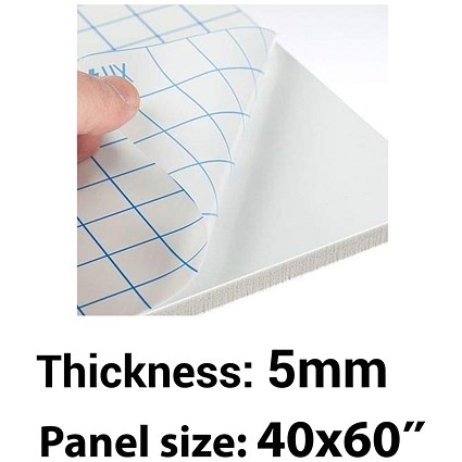 Self-adhesive Foamboard, 40" x 60", White, 5mm Thick, Box of 25 Self-adhesive Foamboard, 40" x 60", White, 5mm Thick, Box of 25