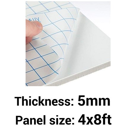 Self-adhesive Foamboard, 4ft x 8ft, White, 5mm Thick, Box of 25