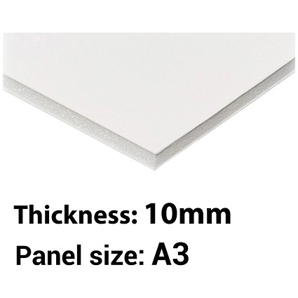 Foamboard, A3, White, 10mm Thick, Box of 5 Foamboard, A3, White, 10mm Thick, Box of 5