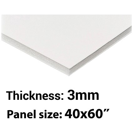 Foamboard, 40'' x 60'', White, 3mm Thick, Box of 25