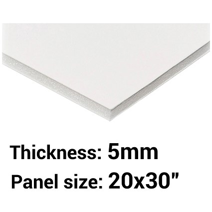 Foamboard, 20" x 30", White, 5mm Thick, Box of 25