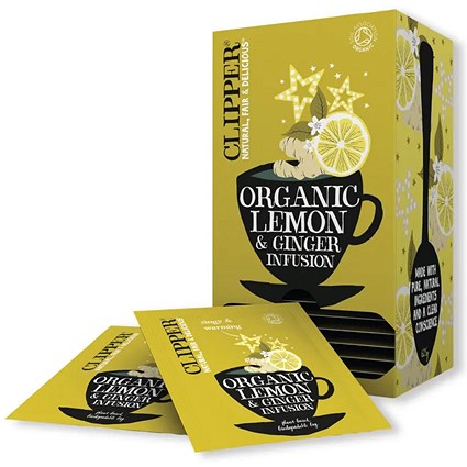 Clipper Fairtrade Organic Lemon & Ginger Tea Bags, Pack of 25