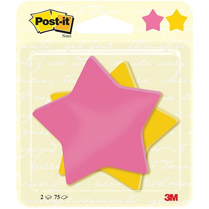 Post-it Star Shaped Notes, 70x 70mm, Assorted, Pack of 2