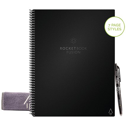 Rocketbook Fusion Reusable Notebook Set, A4, Black