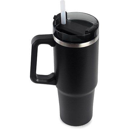 Dual Wall Insulated Tumbler with Straw and Lid, Black