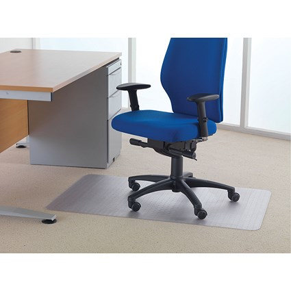 Floortex Advantagemat PVC Rectangular Chair Mat, Carpets up to 6mm, 1200x750x2mm, Clear