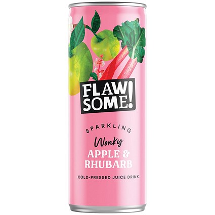 Flawsome Apple + Rhubarb Soft Drink, 250ml, Can, Pack of 24