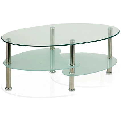 Berlin Oval Glass Coffee Table, W1000 x D600 x H415mm
